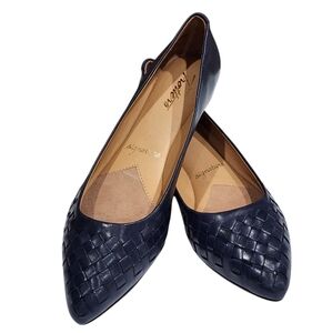 Trotters Navy Blue Woven Leather Flats 8M